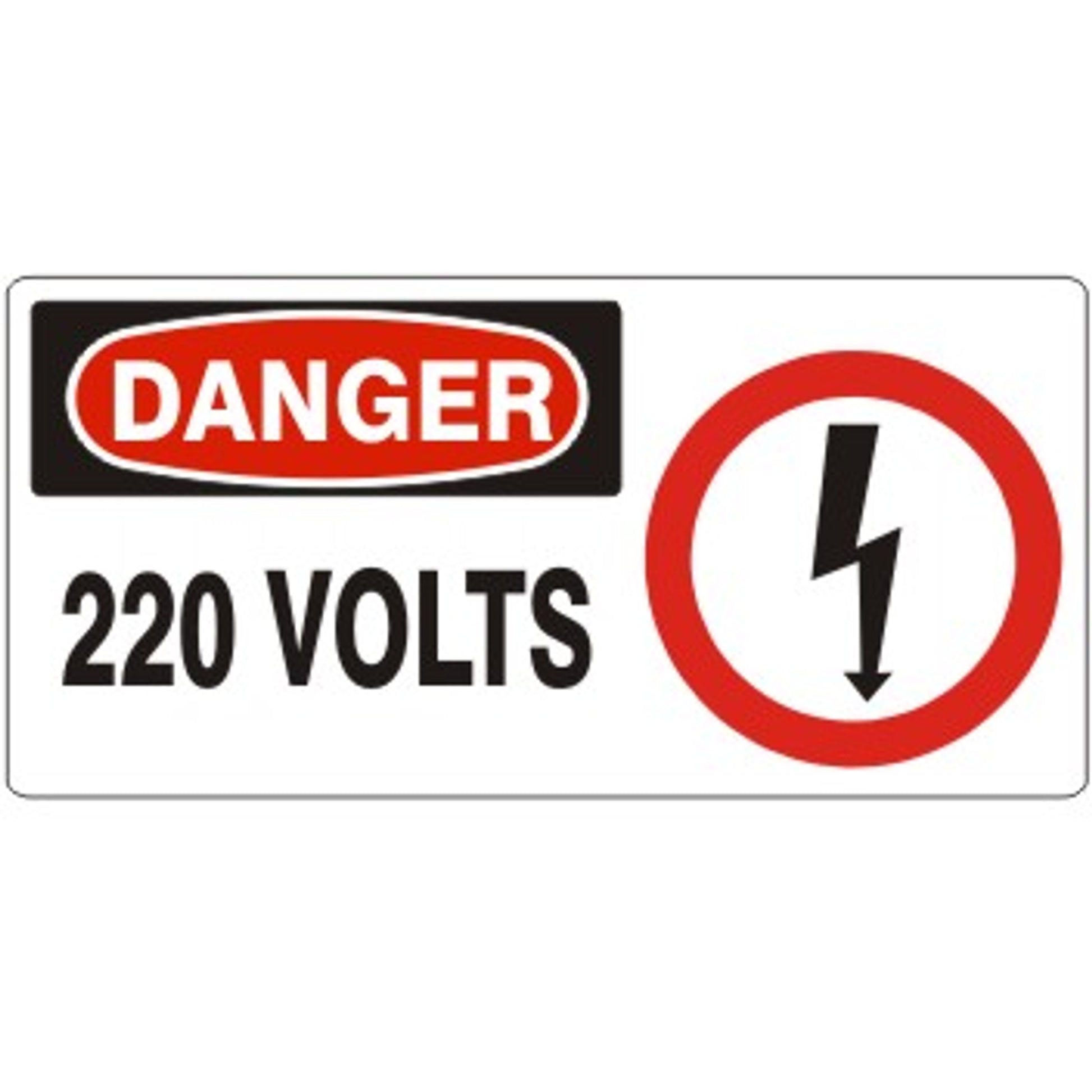 220 VOLTS WITH LIGHTNING PICTO - DANGER SIGN - 220 VOLTS WITH LIGHTNING PICTO - DANGER SIGN, 7X17, Adhesive Vinyl