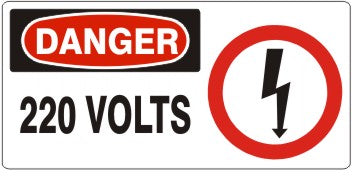 220 VOLTS WITH LIGHTNING PICTO - DANGER SIGN