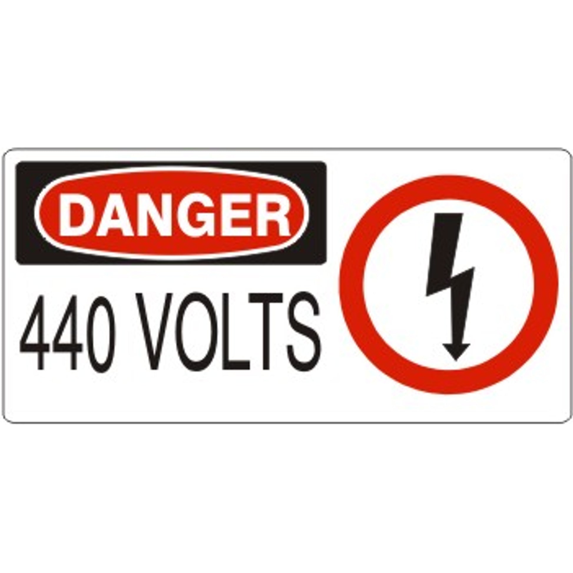 440 VOLTS WITH LIGHTNING PICTO - DANGER SIGN - 440 VOLTS WITH LIGHTNING PICTO - DANGER SIGN, 7X17, Adhesive Vinyl
