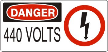 440 VOLTS WITH LIGHTNING PICTO - DANGER SIGN