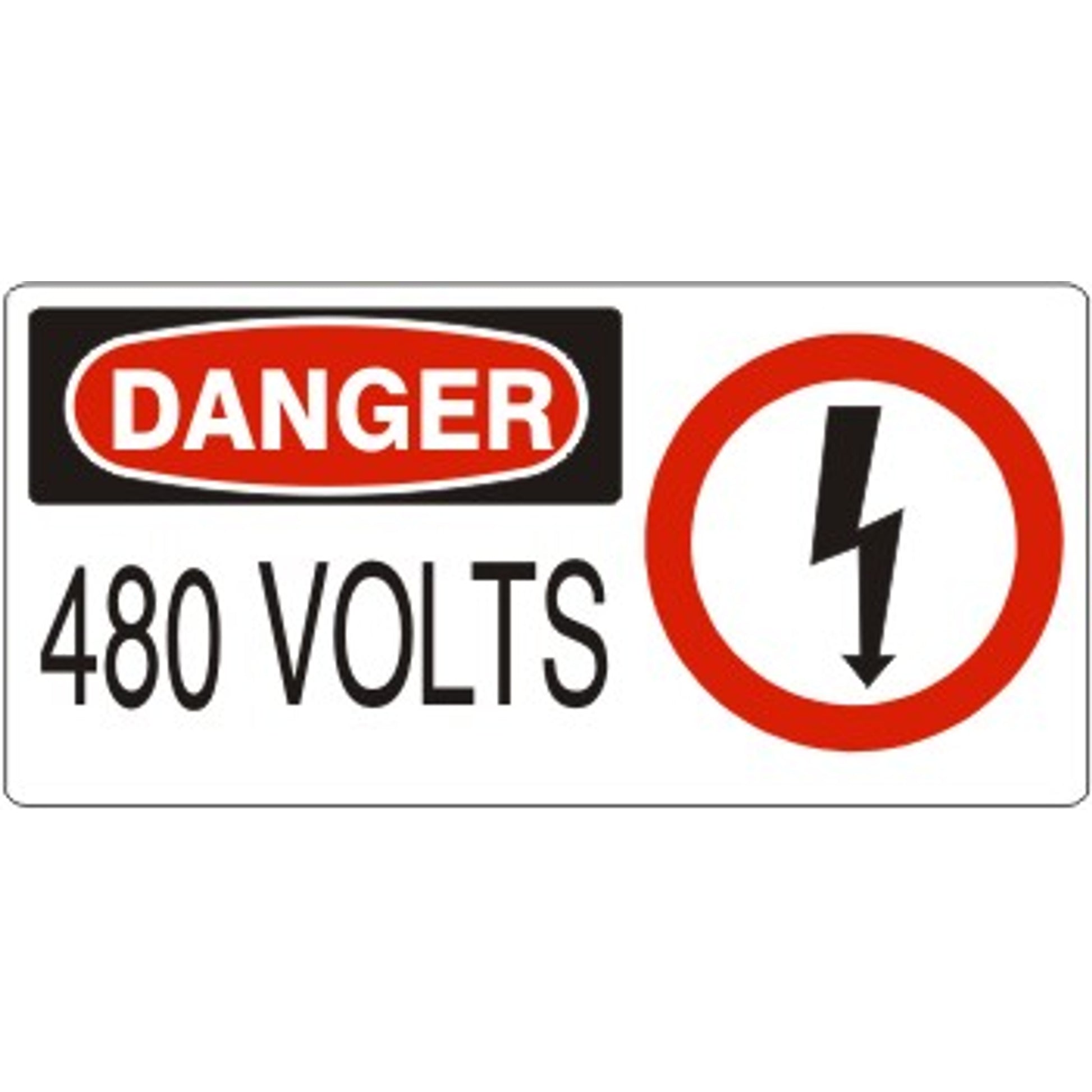 480 VOLTS WITH LIGHTNING PICTO - 480 VOLTS WITH LIGHTNING PICTO, 5X12, Plastic (.040)