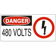 480 VOLTS WITH LIGHTNING PICTO - DANGER SIGN - 480 VOLTS WITH LIGHTNING PICTO - DANGER SIGN, 7X17, Adhesive Vinyl
