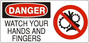 WATCH YOUR HANDS AND FINGERS WITH HAND PICTO - DANGER SIGN