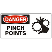 PINCH POINTS WITH  PICTO - DANGER SIGN - PINCH POINTS WITH  PICTO - DANGER SIGN, 7X17, Adhesive Vinyl