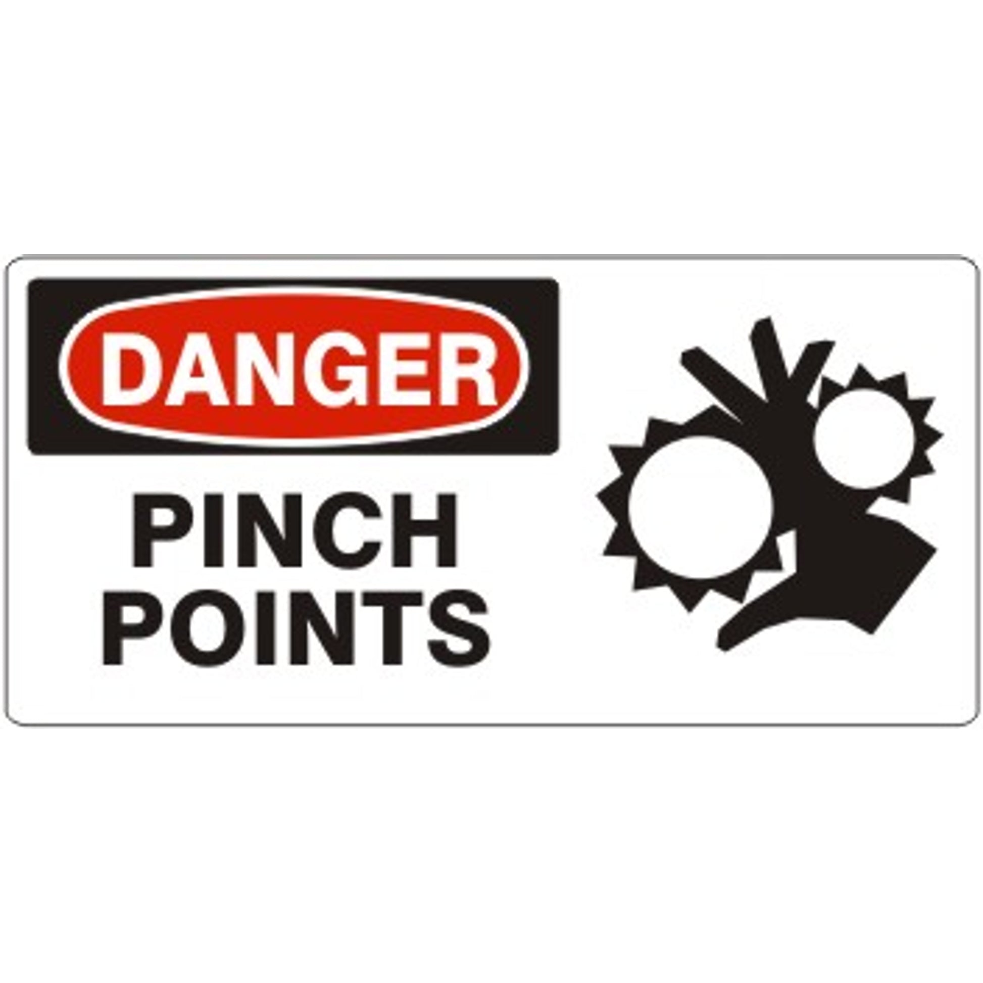 PINCH POINTS WITH  PICTO - DANGER SIGN - PINCH POINTS WITH  PICTO - DANGER SIGN, 7X17, Adhesive Vinyl