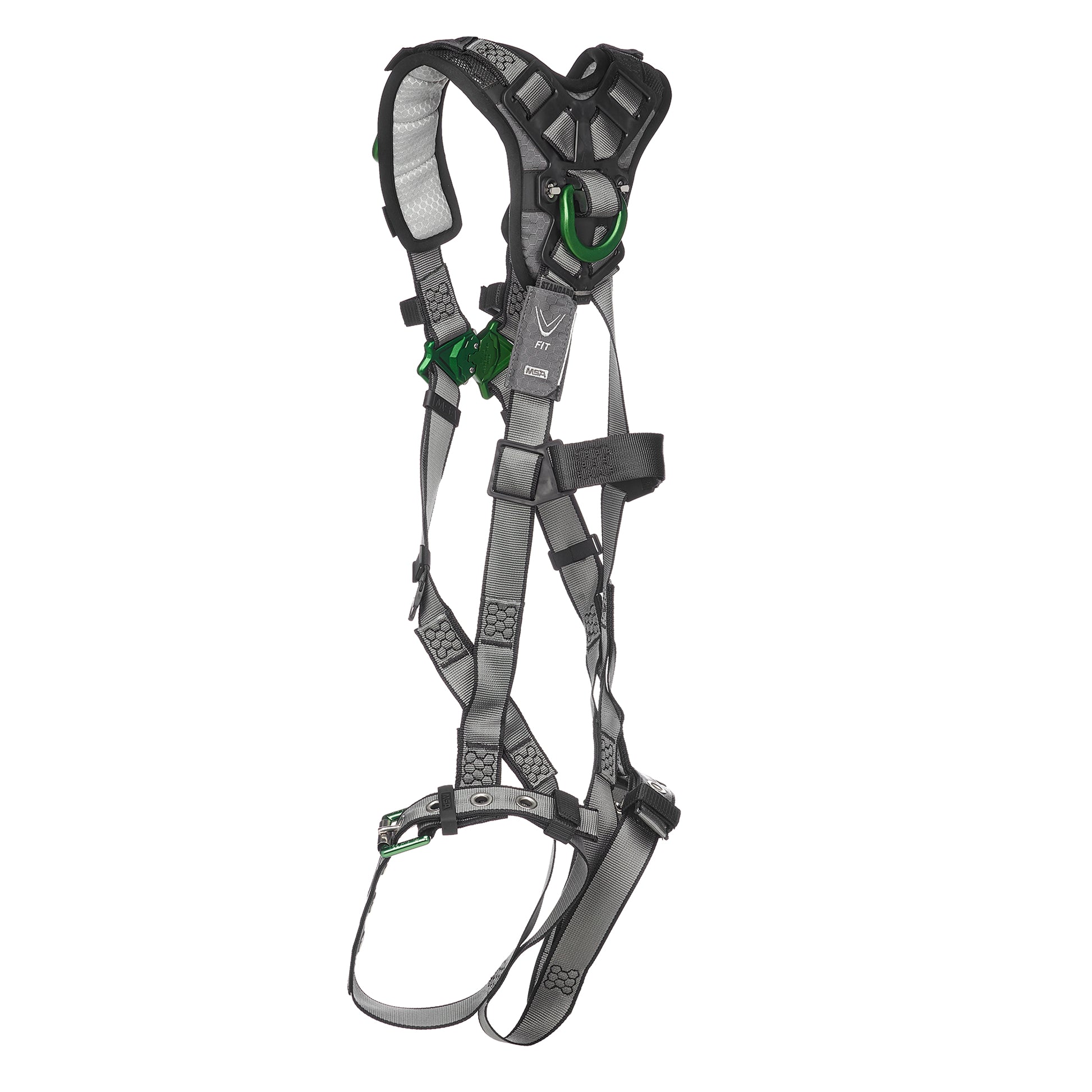 MSA V-FIT Harness w/Back & Shoulder D-Rings - Tongue Buckle Leg Straps - Shoulder Padding - Extra Small - 10194936