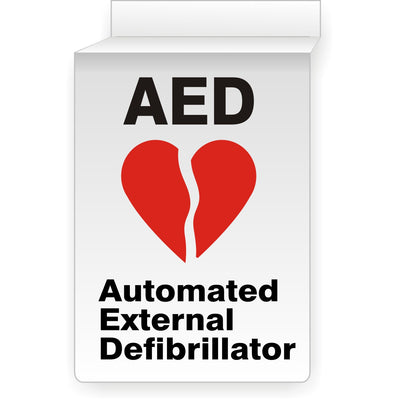 AED RED HEART WITH  FLASH - CEILING SIGN - AED RED HEART WITH  FLASH - CEILING SIGN, 14x10, Aluminum (.040)