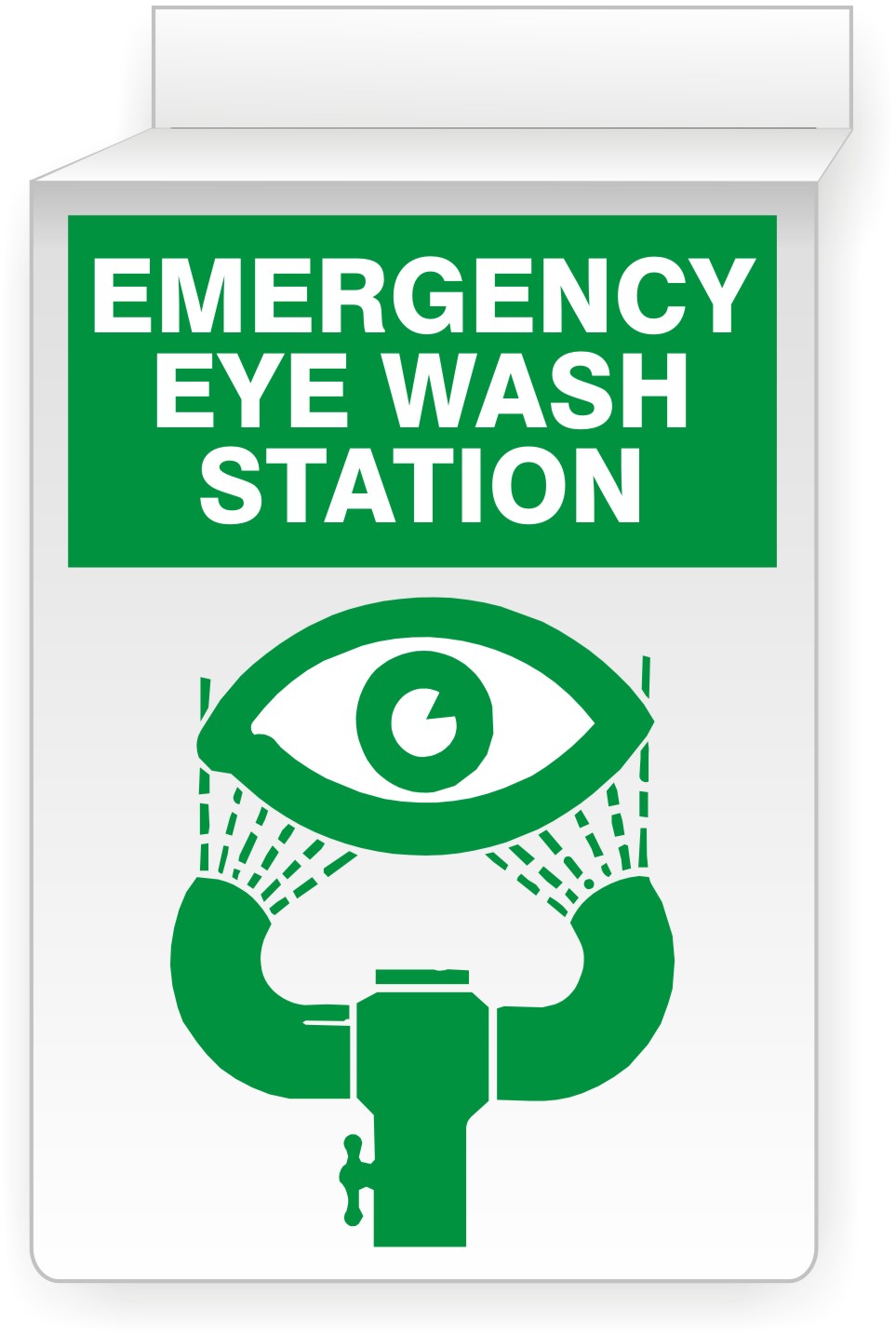 EMERGENCY EYE WASH STATION WITH FOUNTAIN PICTO  - CEILING SIGN - EMERGENCY EYE WASH STATION WITH FOUNTAIN PICTO  - CEILING SIGN, 14x10, Aluminum (.040)