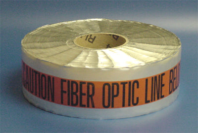 DETECTABLE UNDERGROUND TAPE - BURIED FIBER OPTIC LINE BELOW