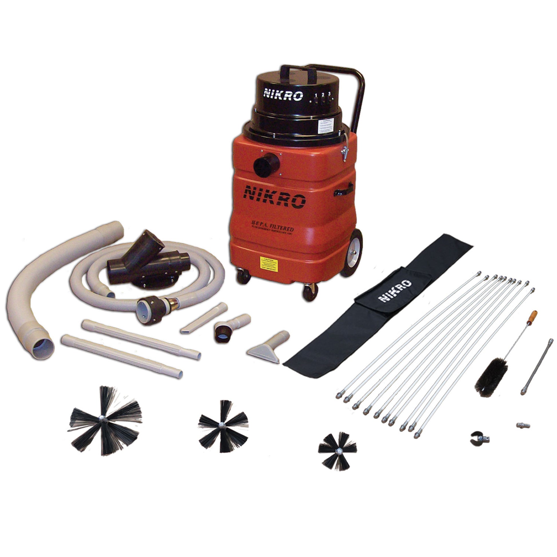 Nikro Dryer Vent HEPA Vacuum w/Tool Kit & Rotary Brush Kit - DVK200
