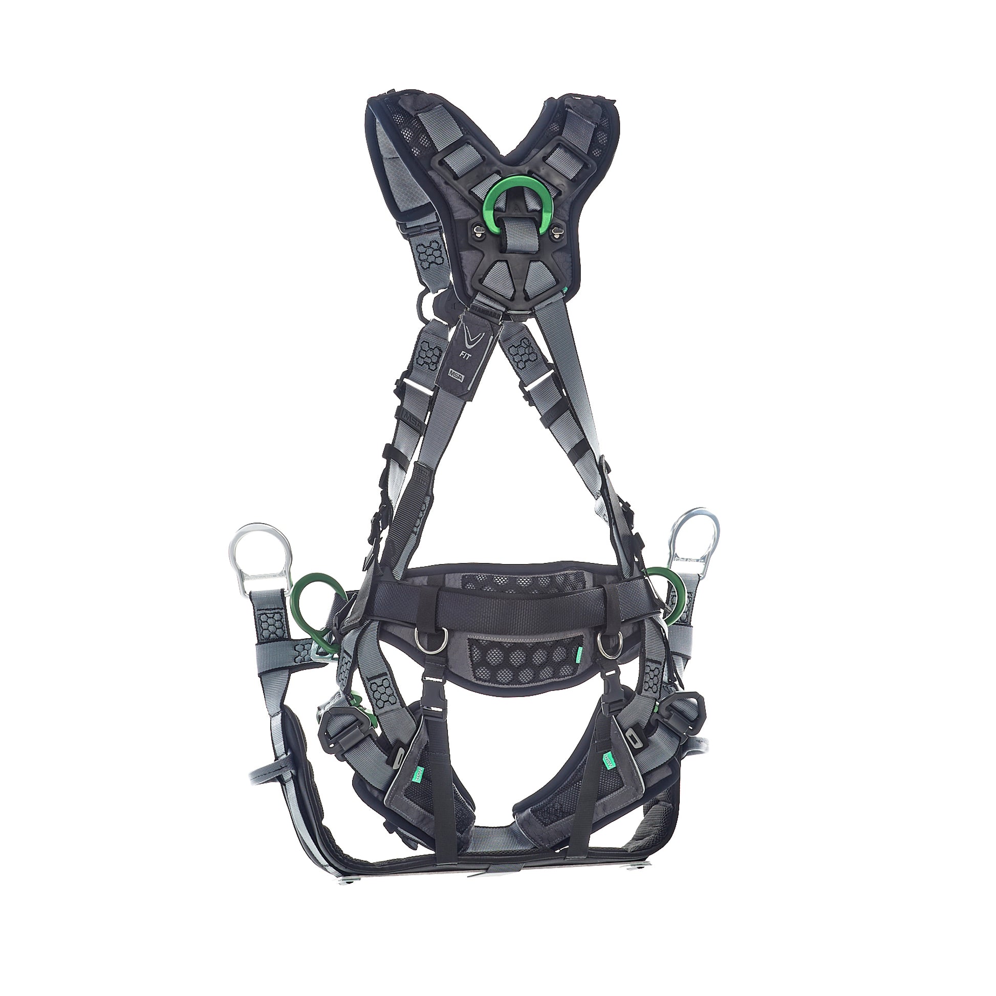 MSA V-FIT Tower Harness w/Back, Front & Side D-Rings - Quick-Connect Leg and Belt Straps - Shoulder & Leg Padding - Extra Large - 10218049