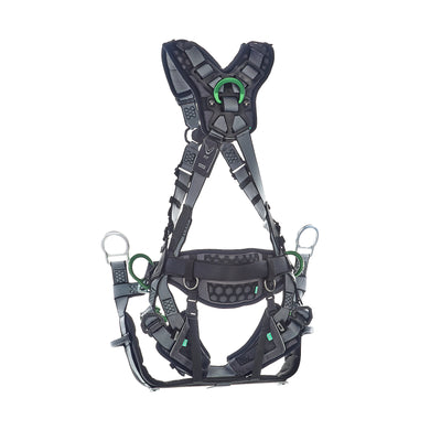MSA V-FIT Tower Harness w/Back, Front & Side D-Rings - Quick-Connect Leg and Belt Straps - Shoulder & Leg Padding - Extra Large - 10218049