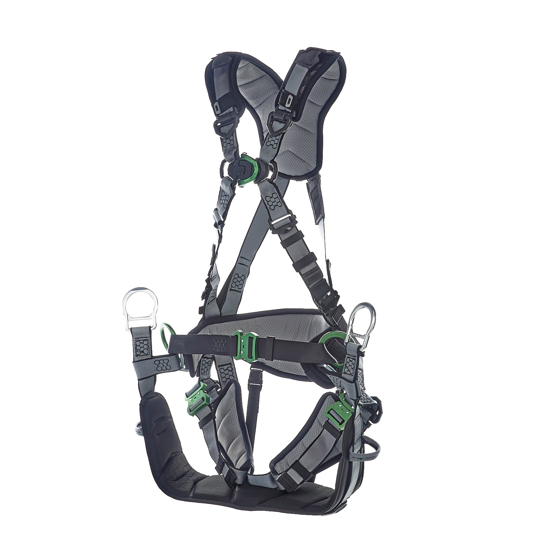 MSA V-FIT Tower Harness w/Back, Front & Side D-Rings - Quick-Connect Leg and Belt Straps - Shoulder & Leg Padding - Extra Large - 10218049