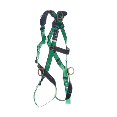 MSA V-FORM Harness w/Back, Front & Side D-Rings - Tongue Buckle Leg Straps Quick Connect Chest Buckle - Super Extra Large - 10206072