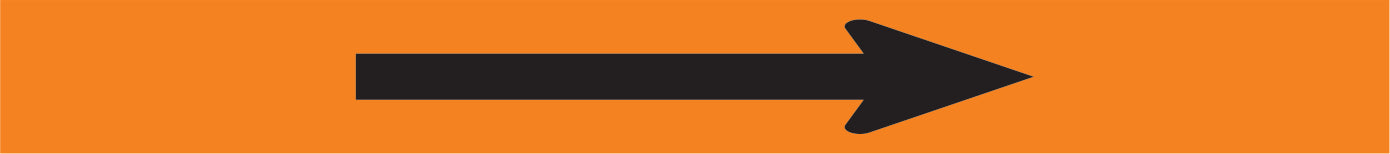 ORANGE WITH BLACK ARROW - PIPE MARKER - ORANGE WITH BLACK ARROW - PIPE MARKER, 2.25X9, Adhesive Vinyl