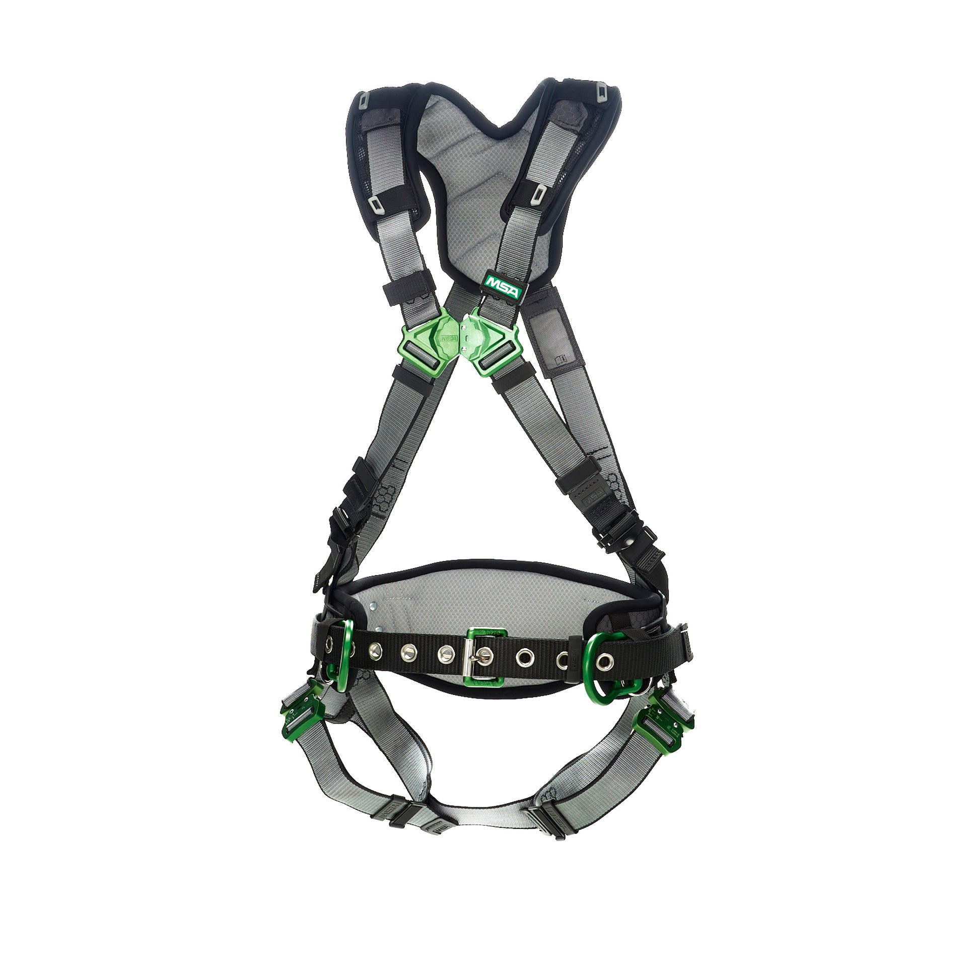 MSA V-FIT Construction Harness w/Back & Side D-Rings - Quick-Connect Leg Straps - Shoulder Padding - Extra Large - 10195135