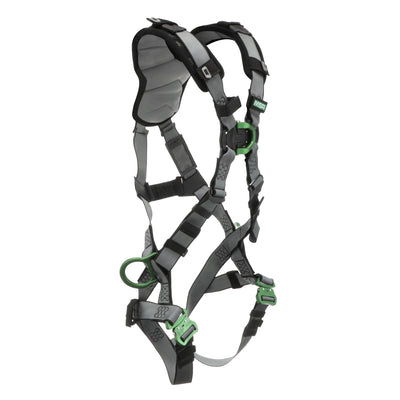 MSA V-FIT Harness w/Back, Front & Side D-Rings - Quick-Connect Leg Straps - Shoulder Padding - Standard - 10194864