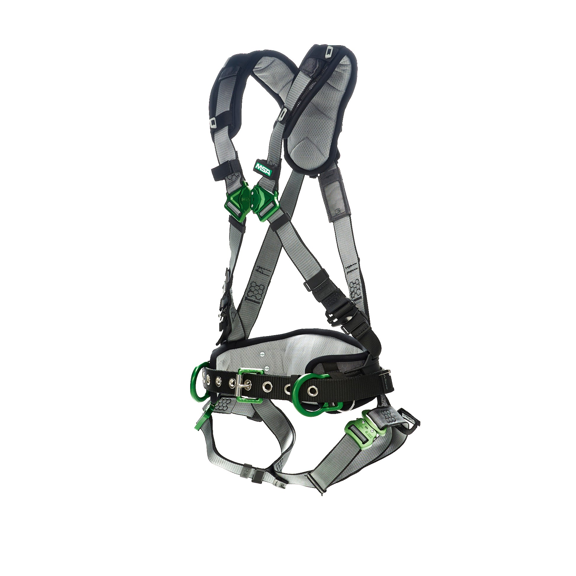MSA V-FIT Construction Harness w/Back & Side D-Rings - Quick-Connect Leg Straps - Shoulder Padding - Extra Large - 10195135
