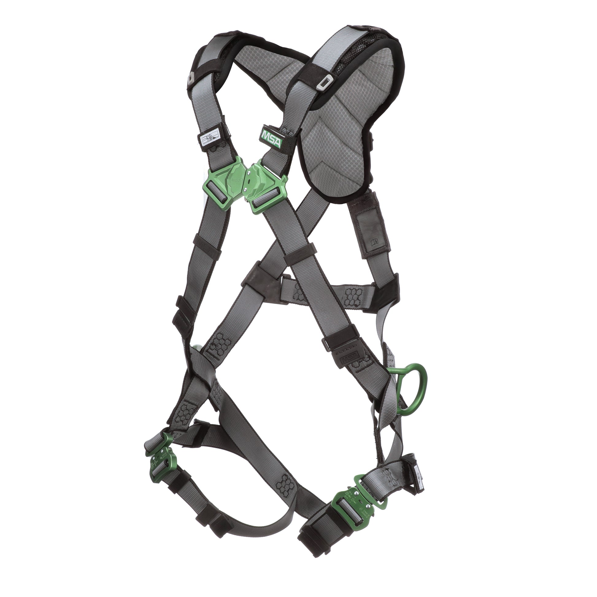 MSA V-FIT Harness w/Back & Side D-Rings - Quick-Connect Leg Straps - Shoulder Padding - Super Extra Large - 10194875