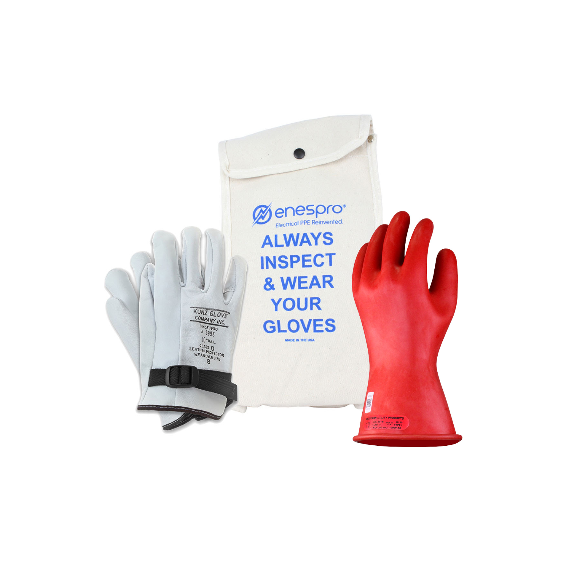 Enespro Made in USA Class 0 Rubber Voltage 11" Glove Kit - KITGC0 -USA