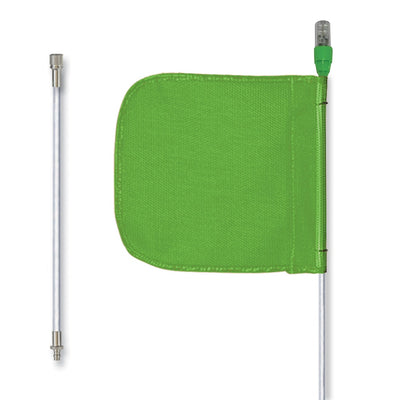 Warning Whip - General Purpose - 10' - Lighted - 12" Green Flag - Plain - Split Pole - Quick Disconnect - FS10L-SPQD-G