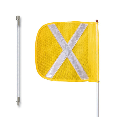 Warning Whip - General Purpose - 10' - Non-Lighted - 12" Yellow Flag - White X - Split Pole - Quick Disconnect - FS10X-SPQD-Y