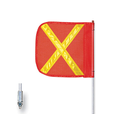 Warning Whip - General Purpose - 12' - Non-Lighted - 12" Orange Flag - Yellow X - Hex Base - FS12XY-O