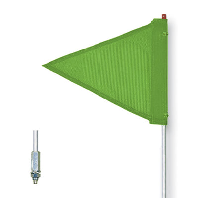 Warning Whip - General Purpose - 3' - Non-Lighted - Green Triangular Flag - Hex Base - FS3-T-G