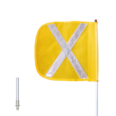 Warning Whip - General Purpose - 3' - Non-Lighted - 12" Yellow Flag - White X - Quick Disconnect - FS3X-QD-Y