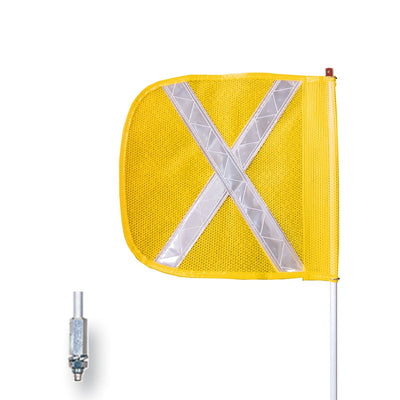 Warning Whip - General Purpose - 3' - Non-Lighted - 12" Yellow Flag - White X - Hex Base - FS3X-Y