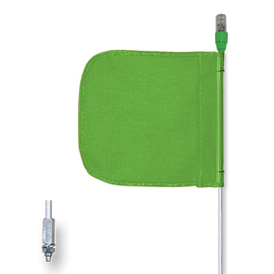 Warning Whip - General Purpose - 5' - Lighted - 12" Green Flag - Plain - Hex Base - FS5L-G