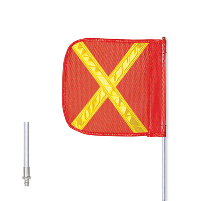 Warning Whip - General Purpose - 5' - Non-Lighted - 12" Orange Flag - Yellow X - Quick Disconnect - FS5XY-QD-O
