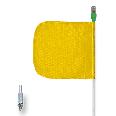 Warning Whip - General Purpose - 6' - Lighted - 12" Yellow Flag - Plain - Hex Base - FS6L-Y