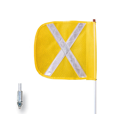 Warning Whip - General Purpose - 8' - Non-Lighted - 12" Yellow Flag - White X - Hex Base - FS8X-Y