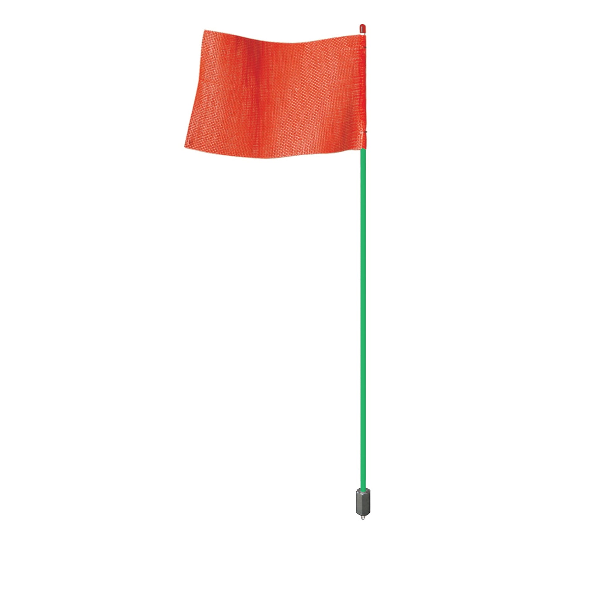 Warning Whip - Light Duty - 7' - Non-Lighted - Green Rod - Plain Orange Rectangular Flag - Hex Base - FSRR7G-HB