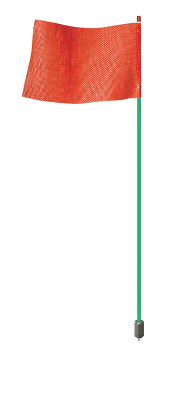 Warning Whip - Light Duty - 7' - Non-Lighted - Green Rod - Plain Orange Rectangular Flag - Hex Base - FSRR7G-HB