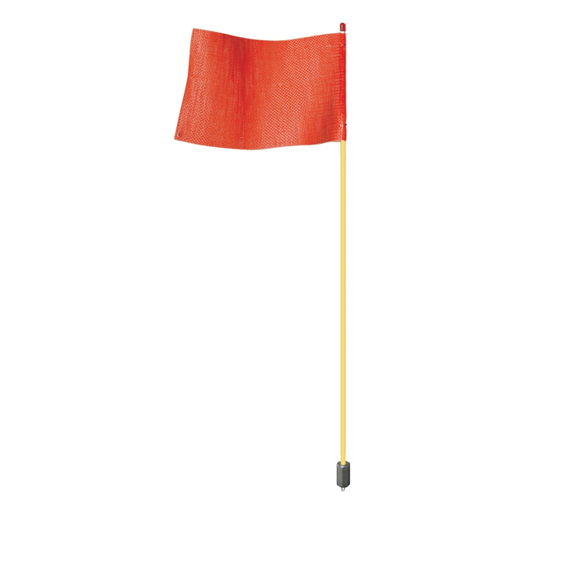 Warning Whip - Light Duty - 7' - Non-Lighted - Yellow Rod - Plain Orange Rectangular Flag - Hex Base - FSRR7Y-HB