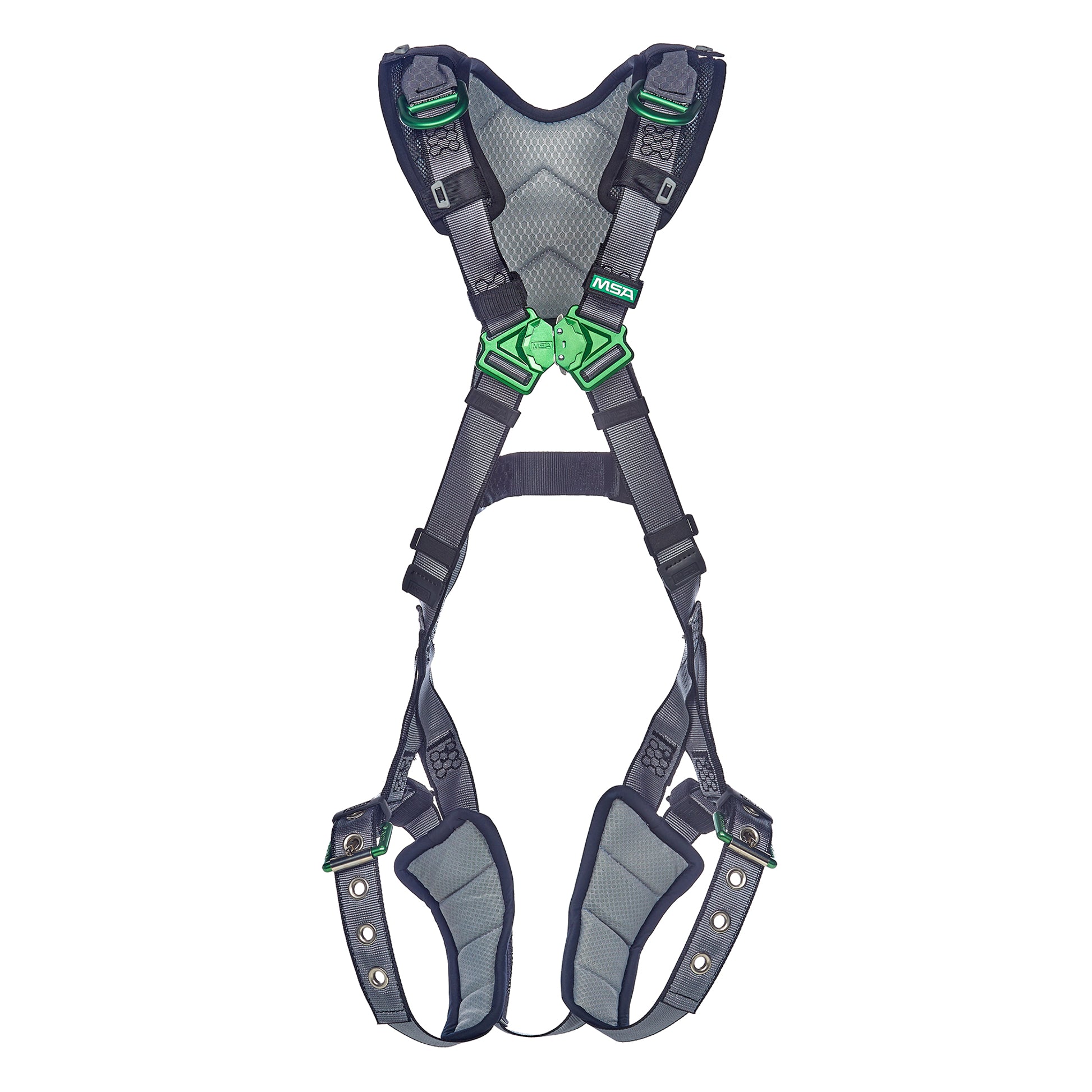 MSA V-FIT Harness w/Back & Shoulder D-Rings - Tongue Buckle Leg Straps - Shoulder & Leg Padding - Super Extra Large - 10195030