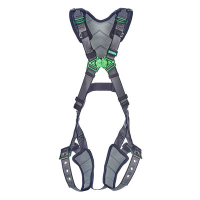 MSA V-FIT Harness w/Back & Shoulder D-Rings - Tongue Buckle Leg Straps - Shoulder & Leg Padding - Super Extra Large - 10195030