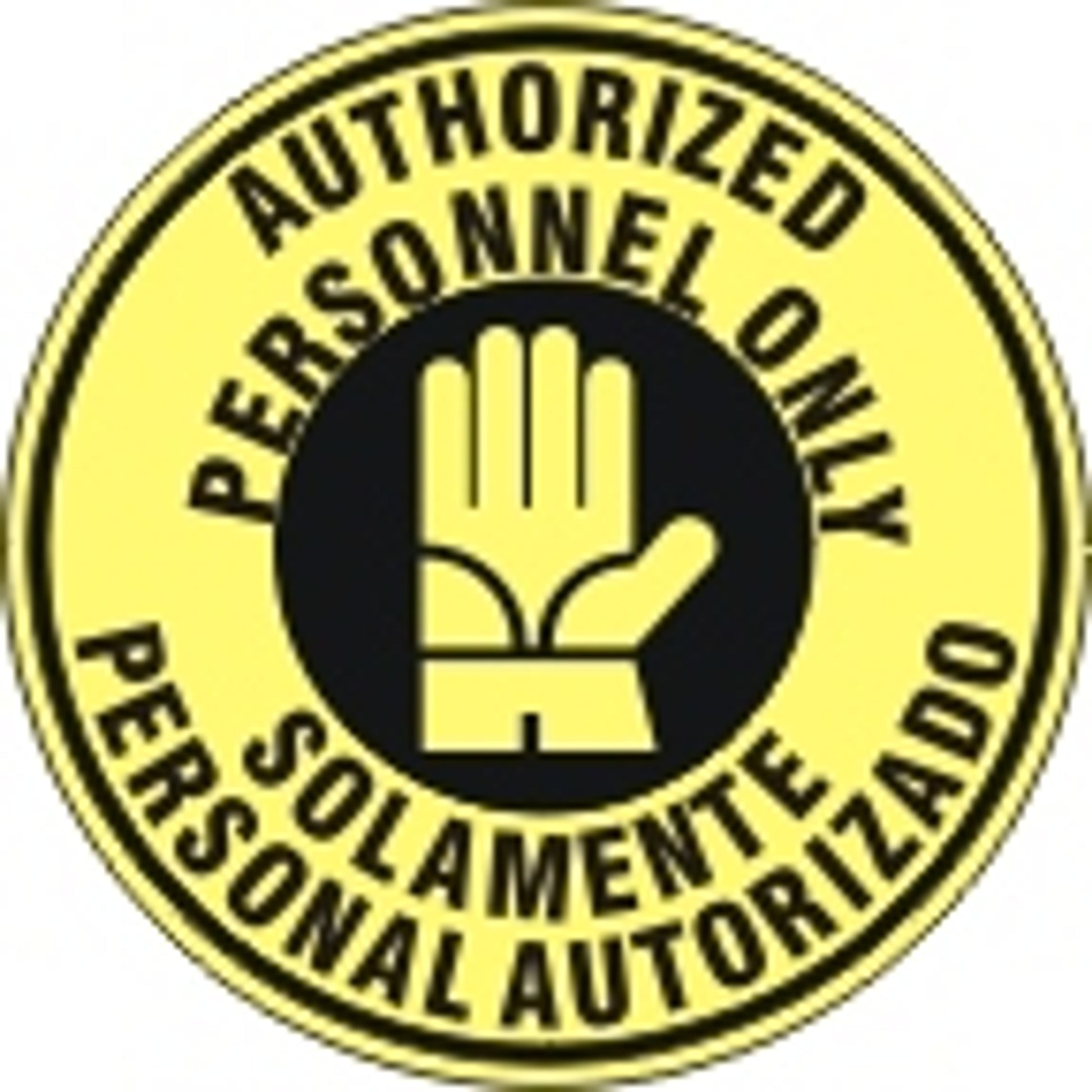 AUTHORIZED PERSONNEL ONLY / SOLAMENTE PERSONAL AUTORIZADO WITH GLOVE PICTO BILINGUAL FLOOR DECAL - AUTHORIZED PERSONNEL ONLY / SOLAMENTE PERSONAL AUTORIZADO WITH GLOVE PICTO BILINGUAL FLOOR DECAL, 17x17, Anti-Slip
