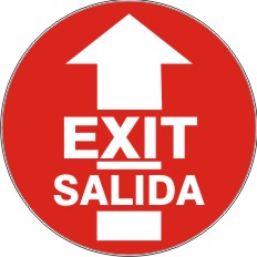 EXIT/SALIDA WITH WHITE ARROW POINTING NORTH BILINGUAL FLOOR DECAL