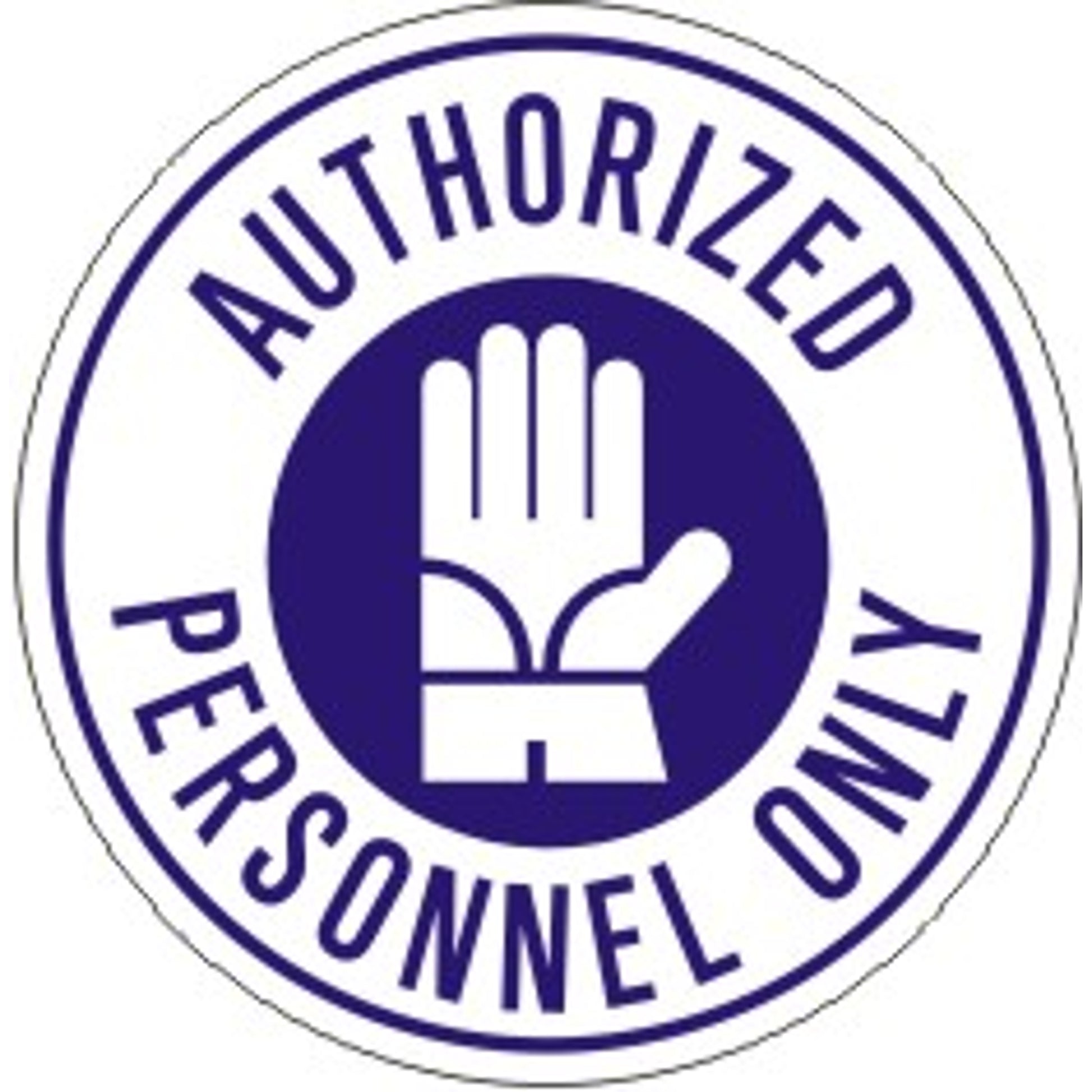 AUTHORIZED PERSONNEL ONLY WITH GLOVE PICTO  FLOOR DECAL - AUTHORIZED PERSONNEL ONLY WITH GLOVE PICTO  FLOOR DECAL, 17x17, Anti-Slip