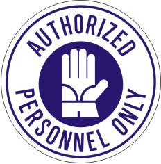 AUTHORIZED PERSONNEL ONLY WITH GLOVE PICTO FLOOR DECAL