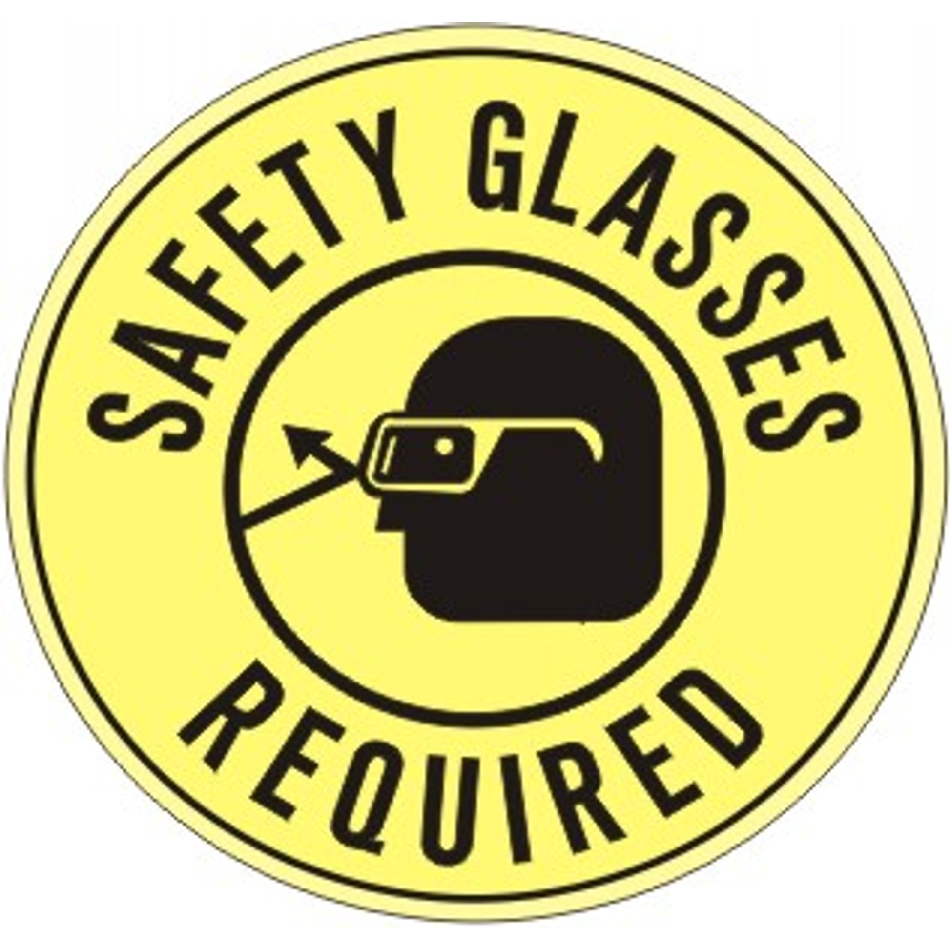 SAFETY GLASSES REQUIRED WITH EYE PROTECTION PICTO FLOOR DECAL - SAFETY GLASSES REQUIRED WITH EYE PROTECTION PICTO FLOOR DECAL, 17x17, Anti-Slip