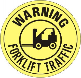 WARNING FORKLIFT TRAFFIC WITH FORKLIFT PICTO FLOOR DECAL