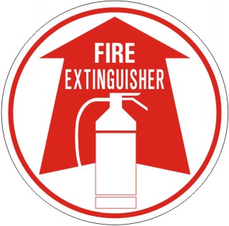 FIRE EXTINGUISHER WITH EXTINGUISHER PICTO FLOOR DECAL