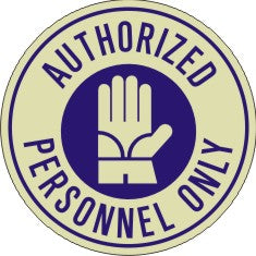 AUTHORIZED PERSONNEL ONLY WITH GLOVE PICTO FLOOR DECAL GLOW