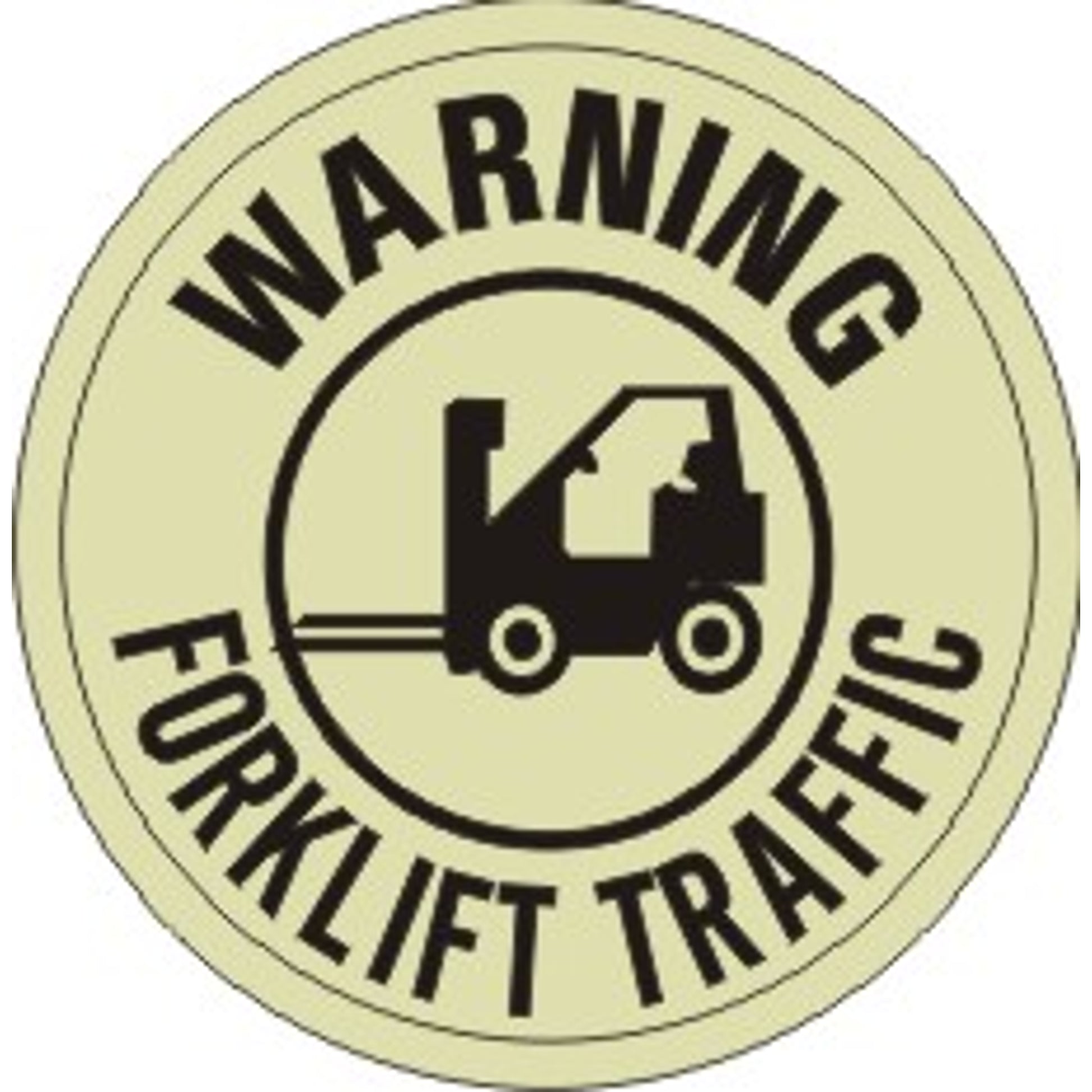 WARNING FORKLIFT TRAFFIC WITH FORKLIFT PICTO FLOOR DECAL GLOW - WARNING FORKLIFT TRAFFIC WITH FORKLIFT PICTO FLOOR DECAL GLOW, 17x17, Anti-Slip Glow
