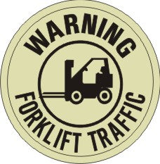 WARNING FORKLIFT TRAFFIC WITH FORKLIFT PICTO FLOOR DECAL GLOW