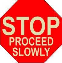 STOP PROCEED SLOWLY STOP SIGN IN CIRCLE FLOOR DECAL GLOW
